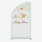 Lofaris Safari Green Leaf Floral Baby Shower Half Moon Arch Backdrop